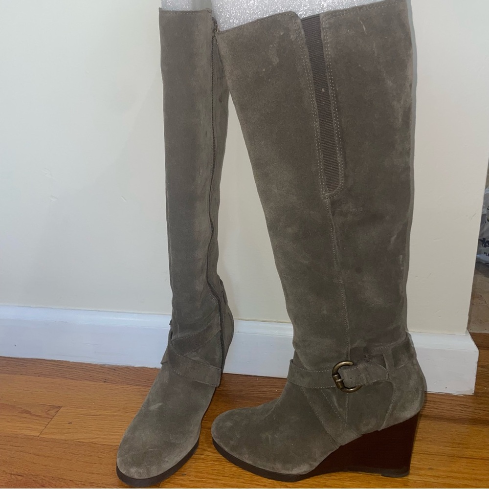 Franco Sarto Grey Tall Boots with Wedge Heel